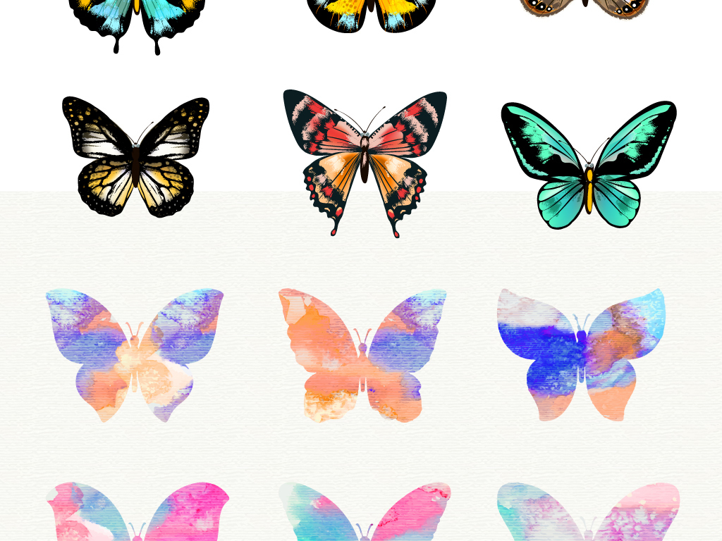 蝴蝶彩绘水彩手绘插彩色画梦幻飞舞彩.图片设