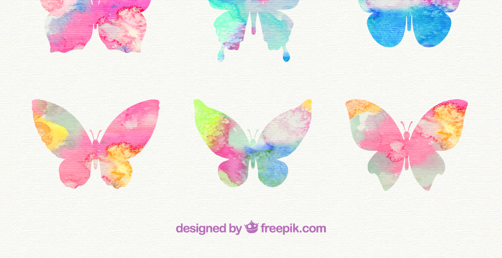 蝴蝶彩绘水彩手绘插彩色画梦幻飞舞彩.图片设