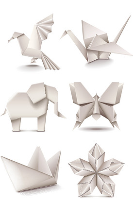 纸张折叠纸折纸折叠千纸鹤动物折纸卡.