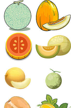 手绘水果店哈密瓜png免抠图片