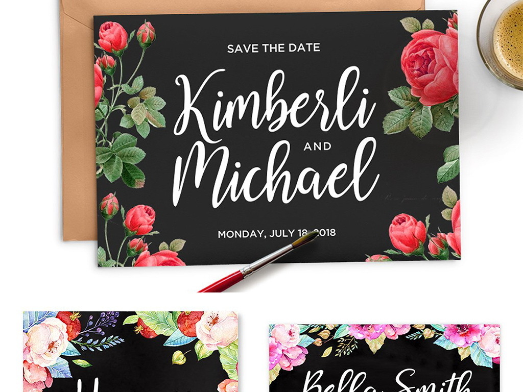 婚礼邀请函图案个性手写字体图片设计素材_高