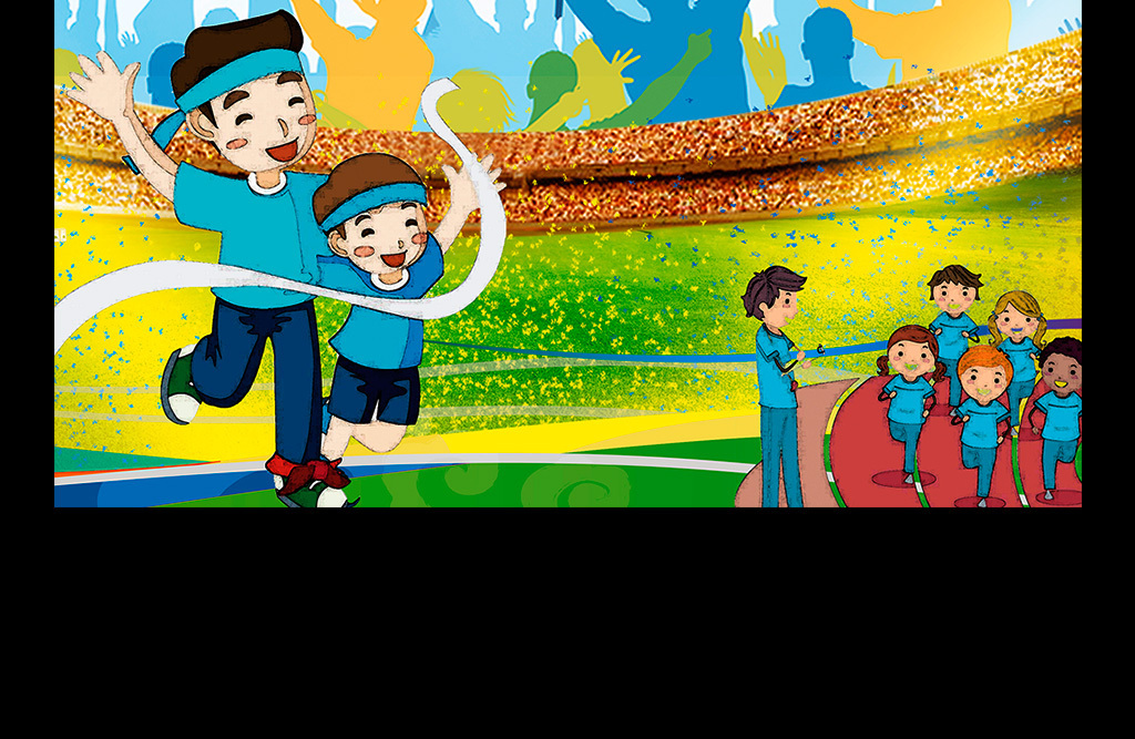 卡通快乐运动健康生活运动会海报设计图片素材