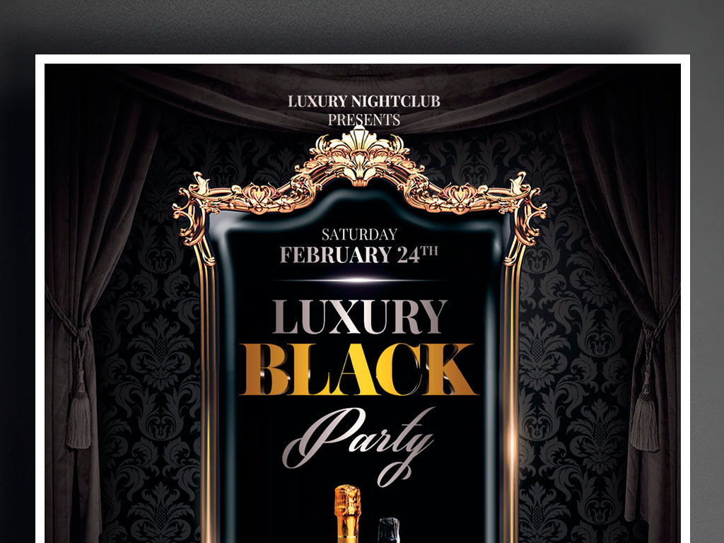 高端欧美奢华酒吧夜店派对海报图片设计素材_