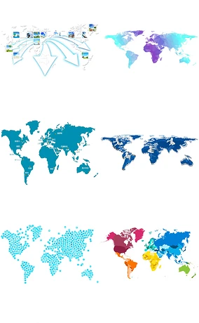 世界地图蓝色科技PNG素材