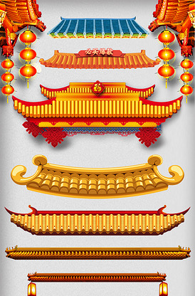 中国风古典年货节屋檐屋顶图片