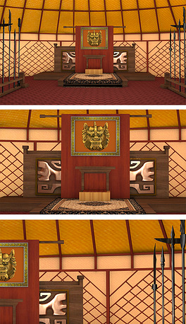 古代军帐内兵器座椅