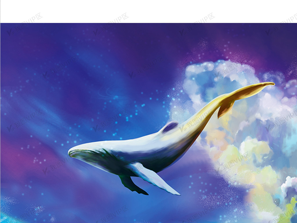 紫色背景鲸鱼设计小船抽象梦幻海洋科技插画图片素材