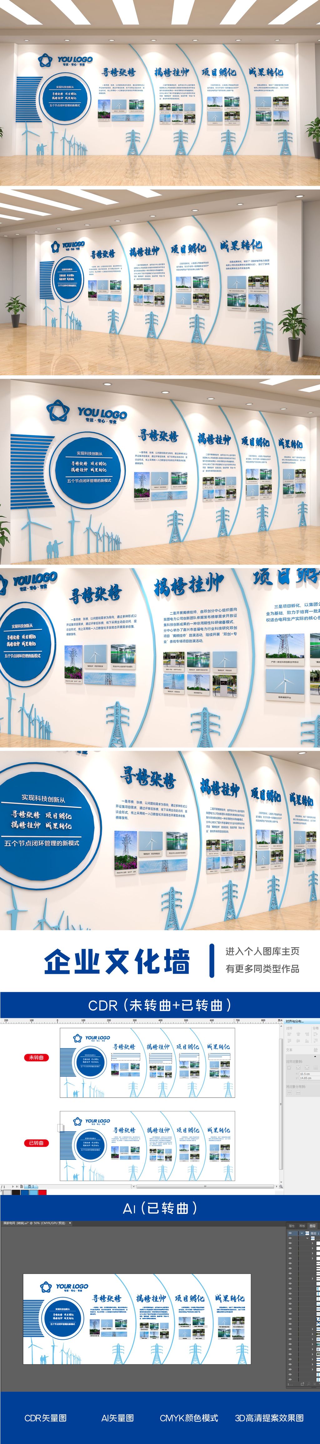大气国家电网文化墙发展历程形象墙