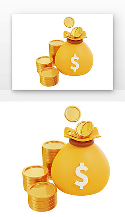 blend模型錢袋子金融金幣黃色錢袋子