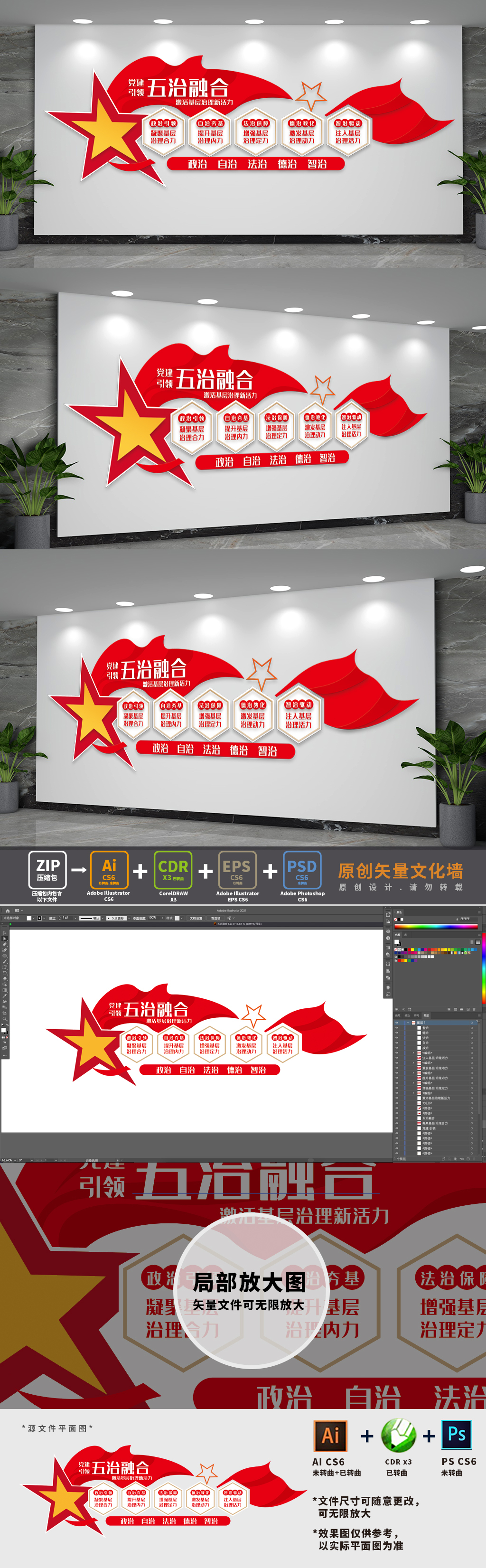 五治融合党建文化墙