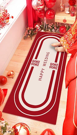 红色喜庆中式婚礼地毯婚庆卧室地毯结婚地毯