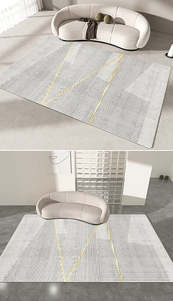 简约现代北欧轻奢几何线条艺术客厅地毯地垫