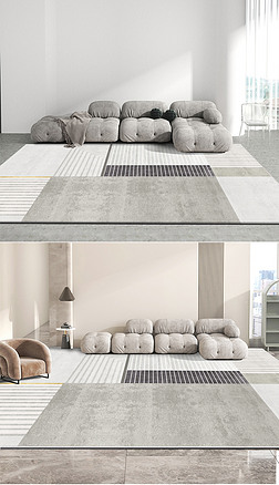 現(xian)代灰色簡(jian)約輕奢幾何線條玄關客廳地毯(tan)地墊