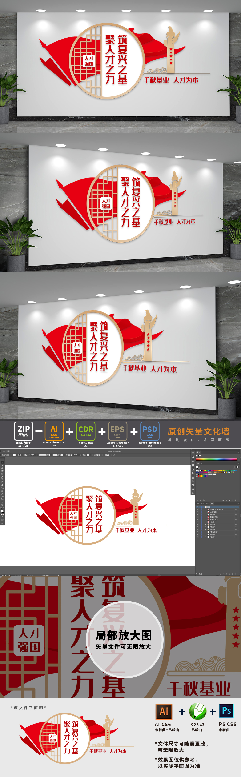 党管人才标语文化墙