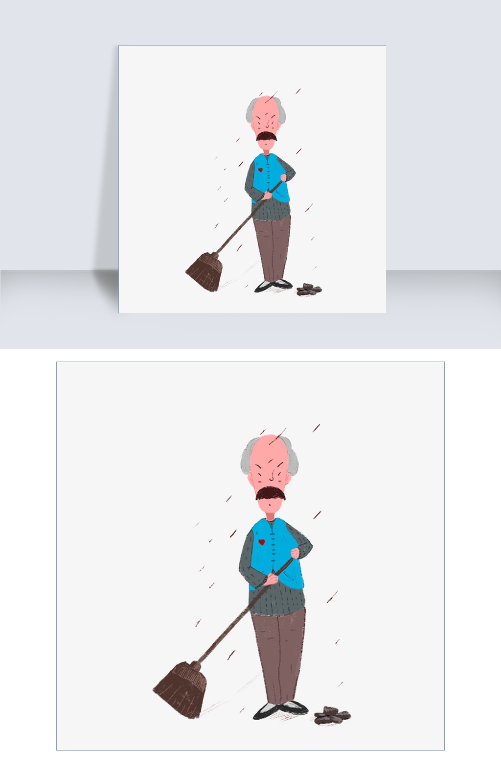 志愿者服务人员扫地