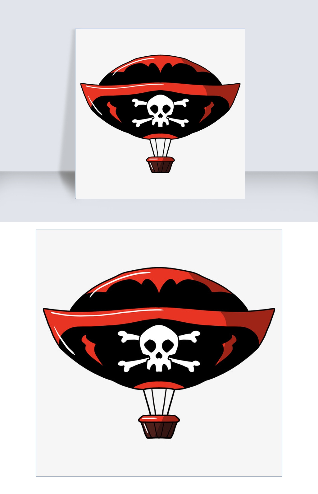 卡通手绘恐怖骷颅头热气球