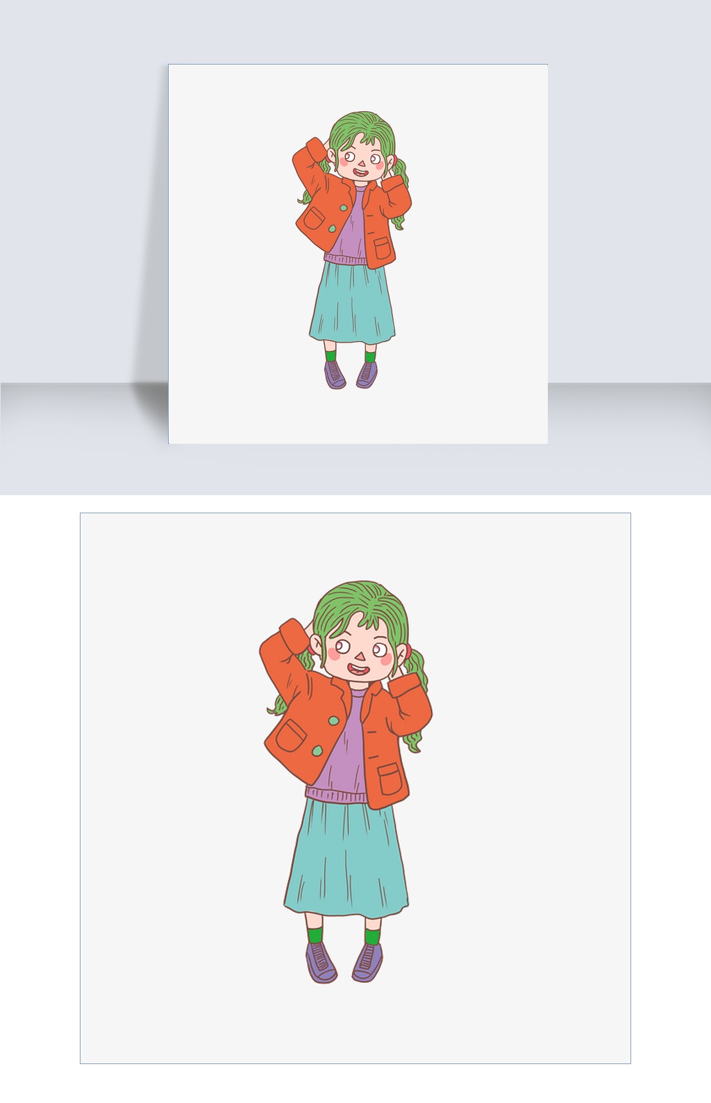 冬季冬日耳朵手绘绿发女孩女生吻卡通什么感觉图片