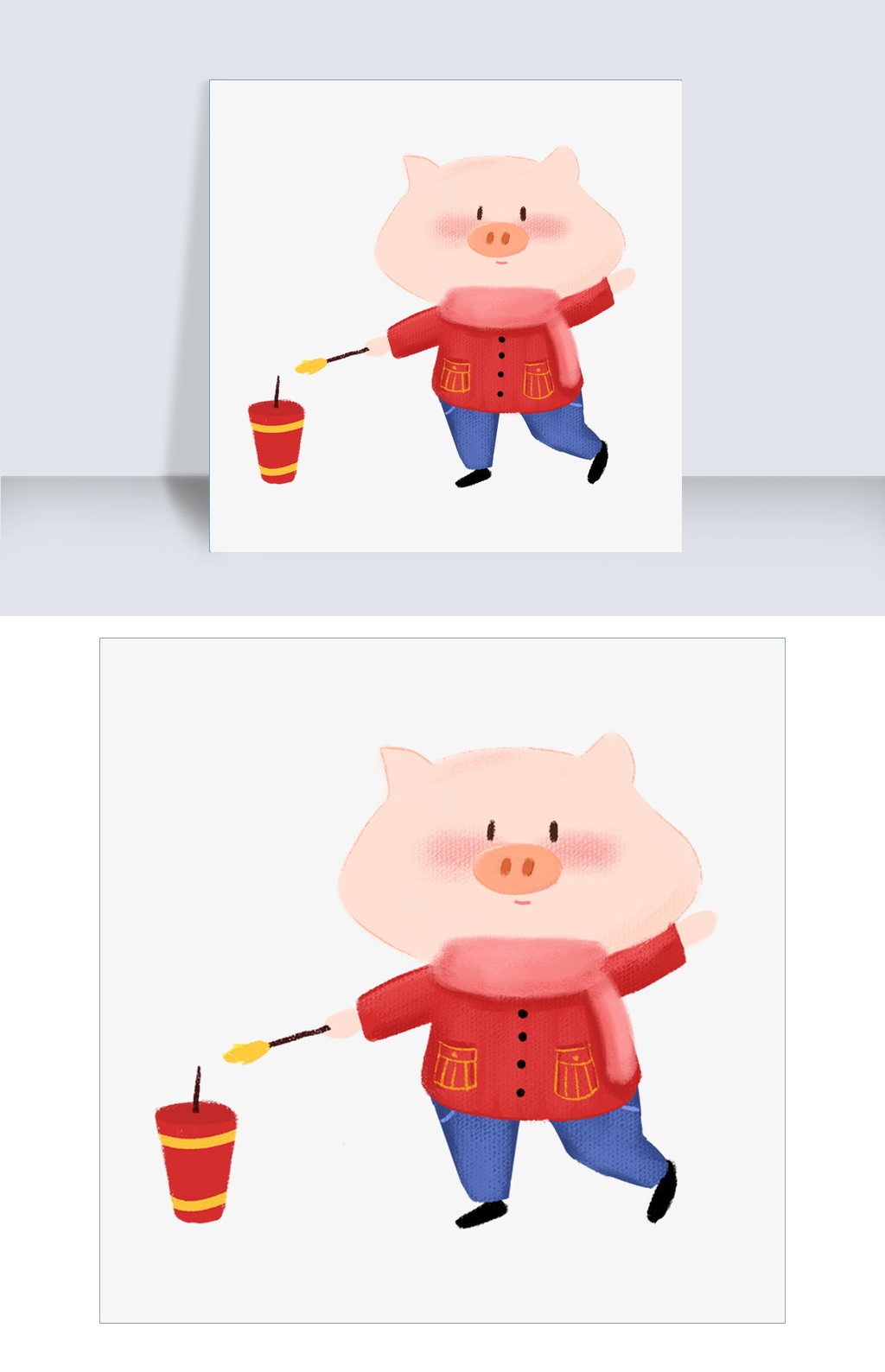 2019春节过年放鞭炮小猪