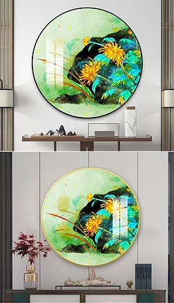 新中式古风水彩秋菊客厅门厅装饰画