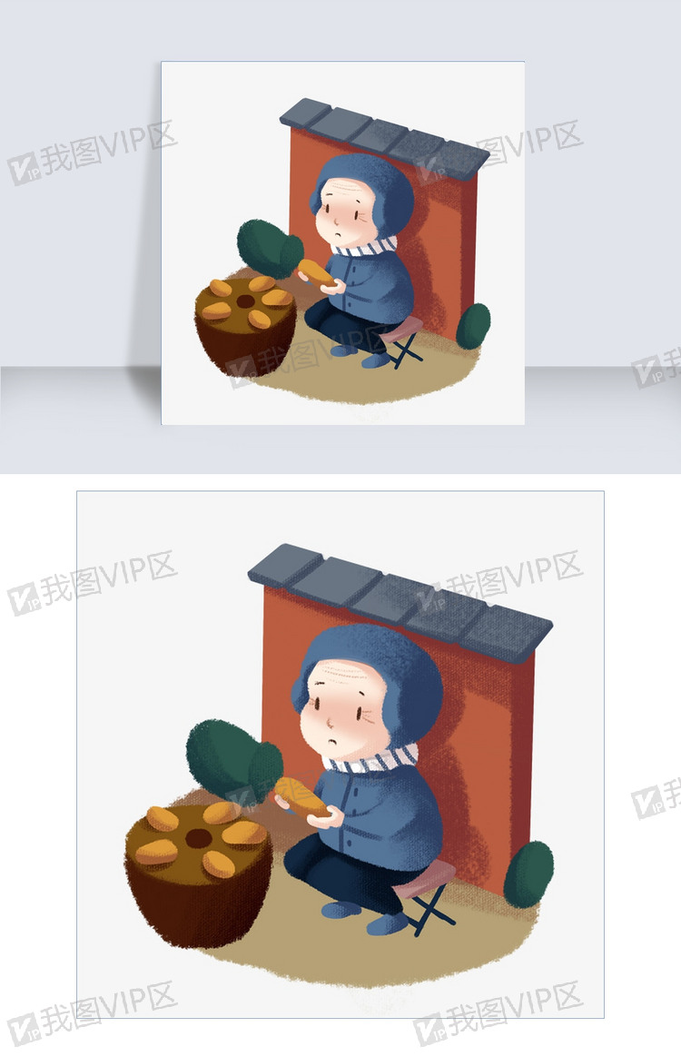 冬季烤红薯的小女孩