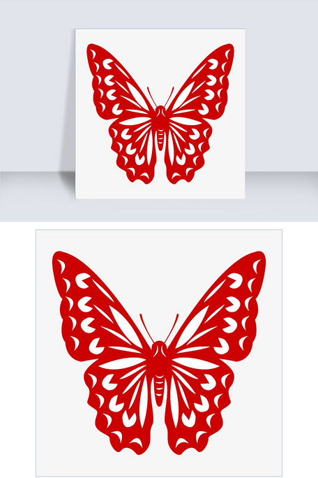 飞舞的蝴蝶剪纸插画