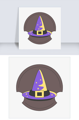 万圣节彩铅风格巫师帽子装饰图案