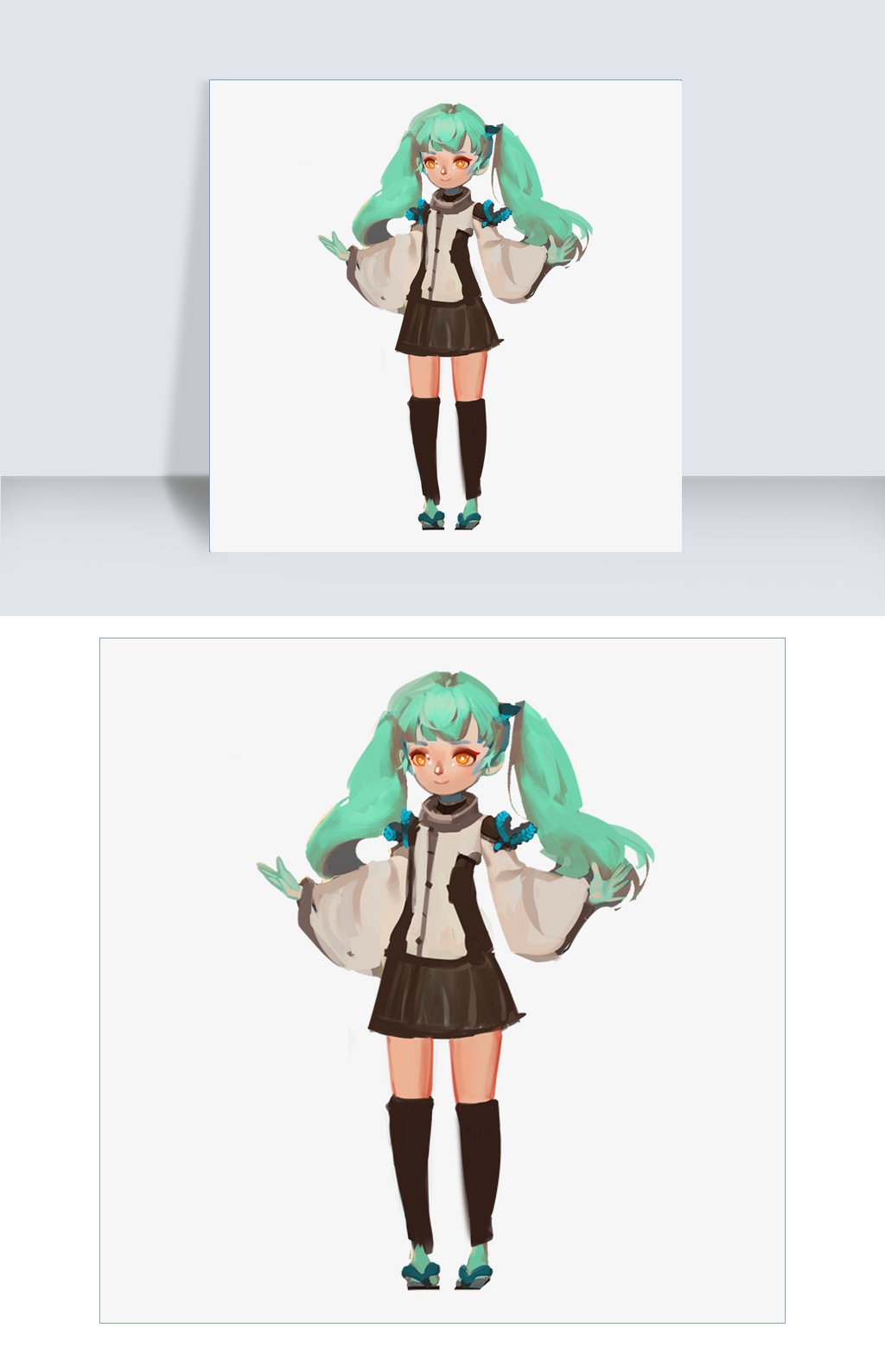 可爱萝莉女生矢量插画PNG