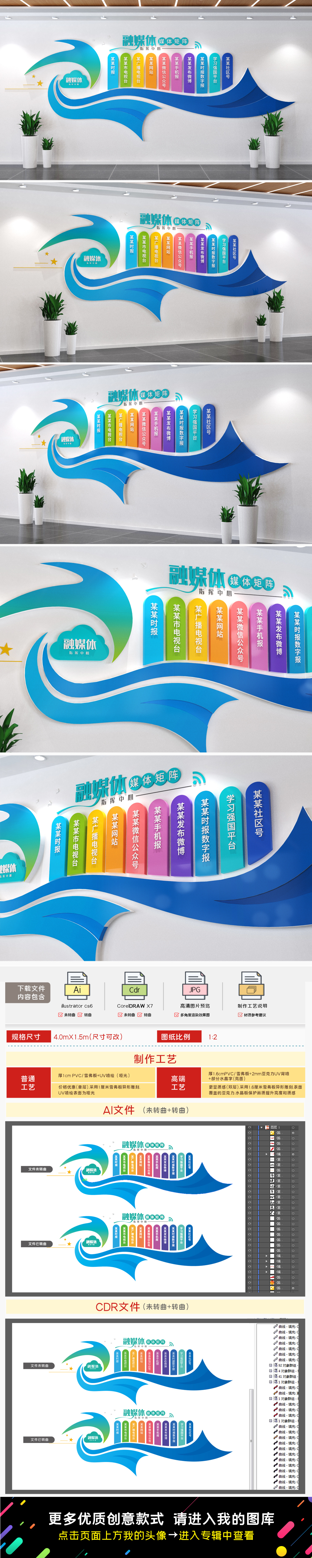 融媒体指挥中心文化墙电视台文化墙