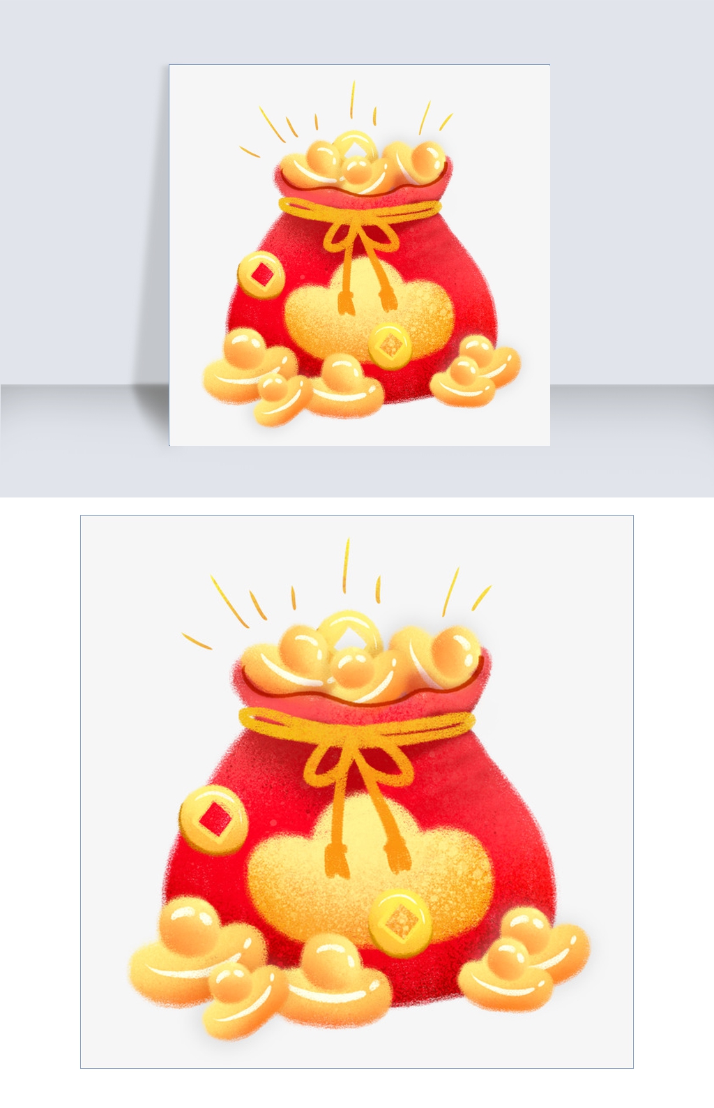 过年喜庆福袋金银满满的钱包钱袋,恭喜发财福