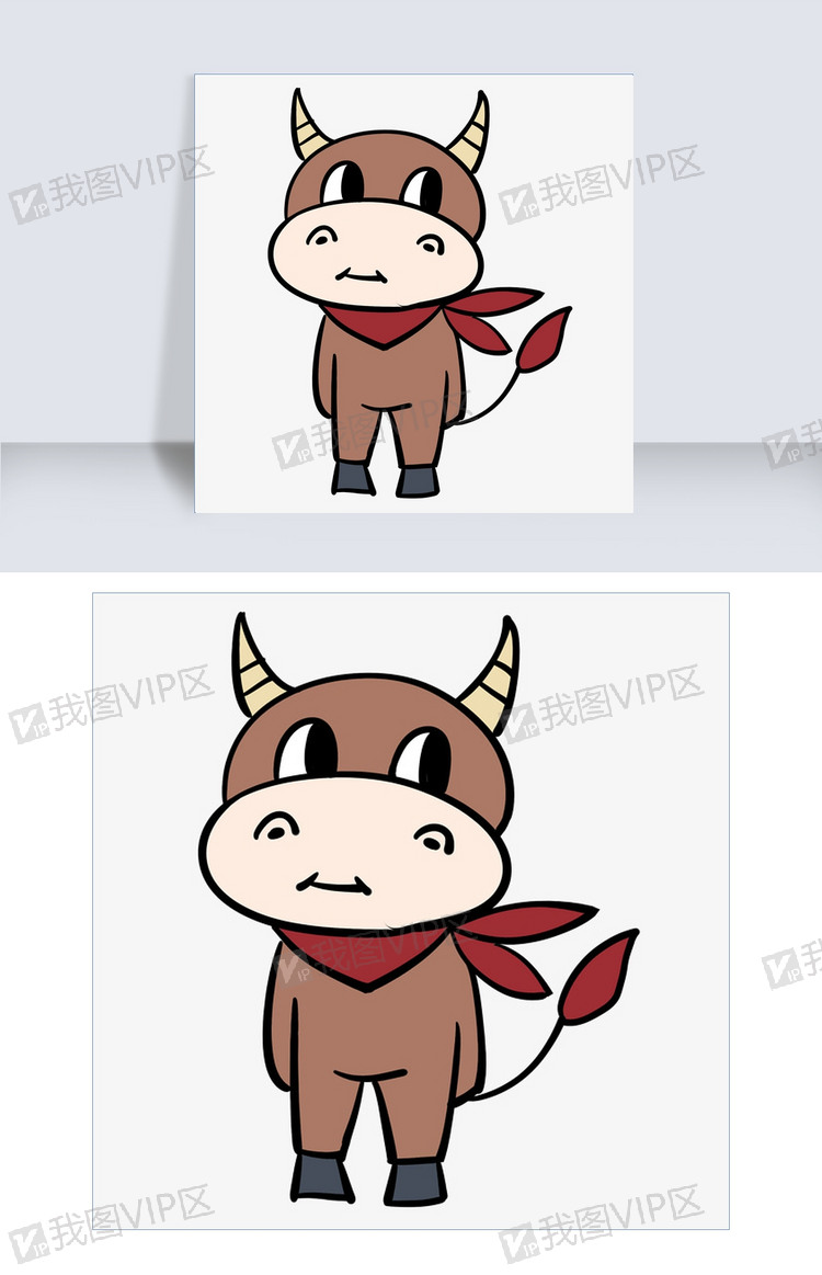 可爱呆萌小牛牛插画