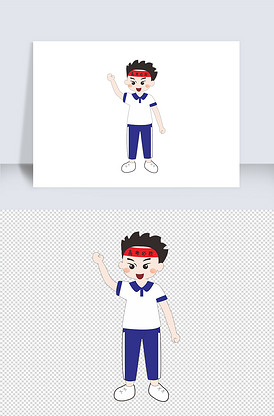 蓝白校服卡通手绘男生高考必胜插画元.