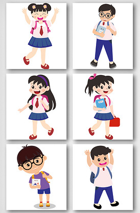 开学新学期小学生可爱卡通人物形象