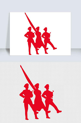 党建军人仪仗队升旗剪影