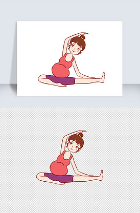 孕妇手绘卡通元素