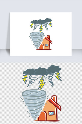 夏天梅雨季洪涝洪水自然灾害矢量元素