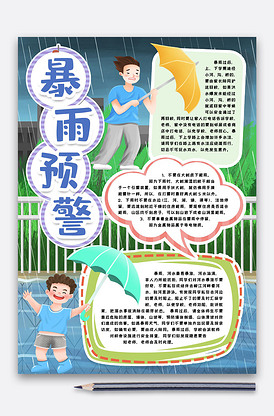 暴雨预警安全知识小报手抄报word.