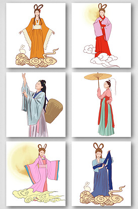 古风美女卡通人物嫦娥形象