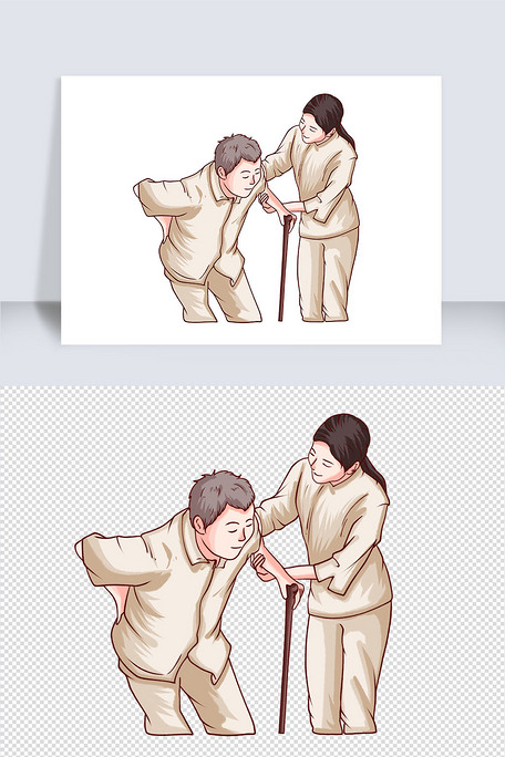 重阳节照顾老人陪伴老人素材元素