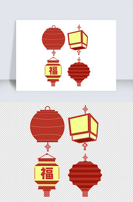 手绘红色新年喜庆灯笼图片