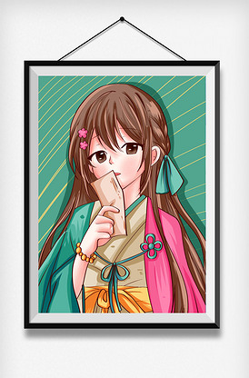 唯美古风美少女卡通人物插画