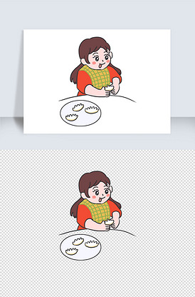 新年包饺子手绘卡通元素