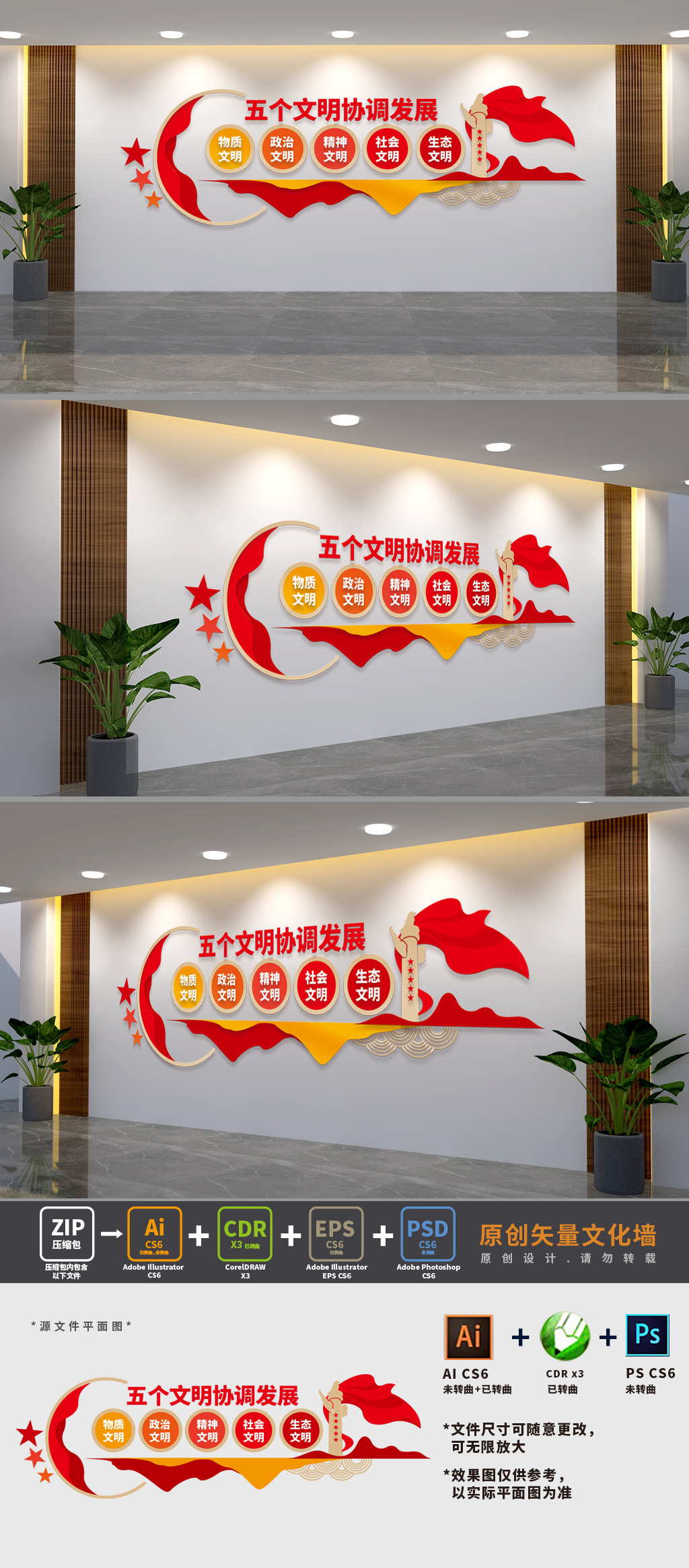 五个文明协调发展标语文化墙