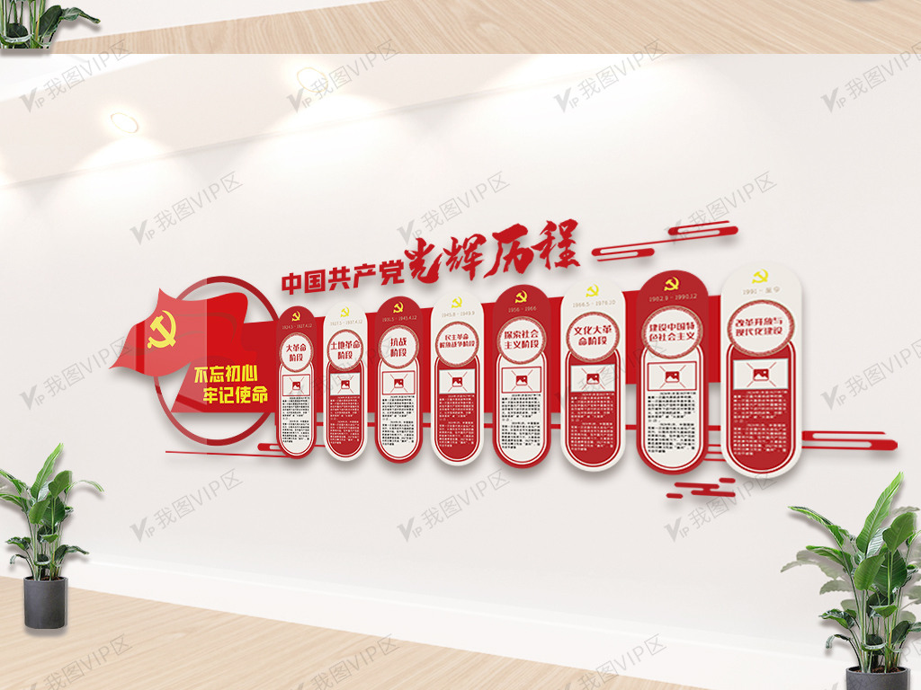 中国共产党光辉发展历程内容文化墙设计