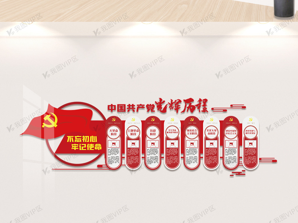 中国共产党光辉发展历程内容文化墙设计