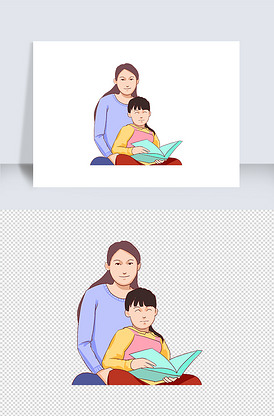母亲节人物手绘插画元素