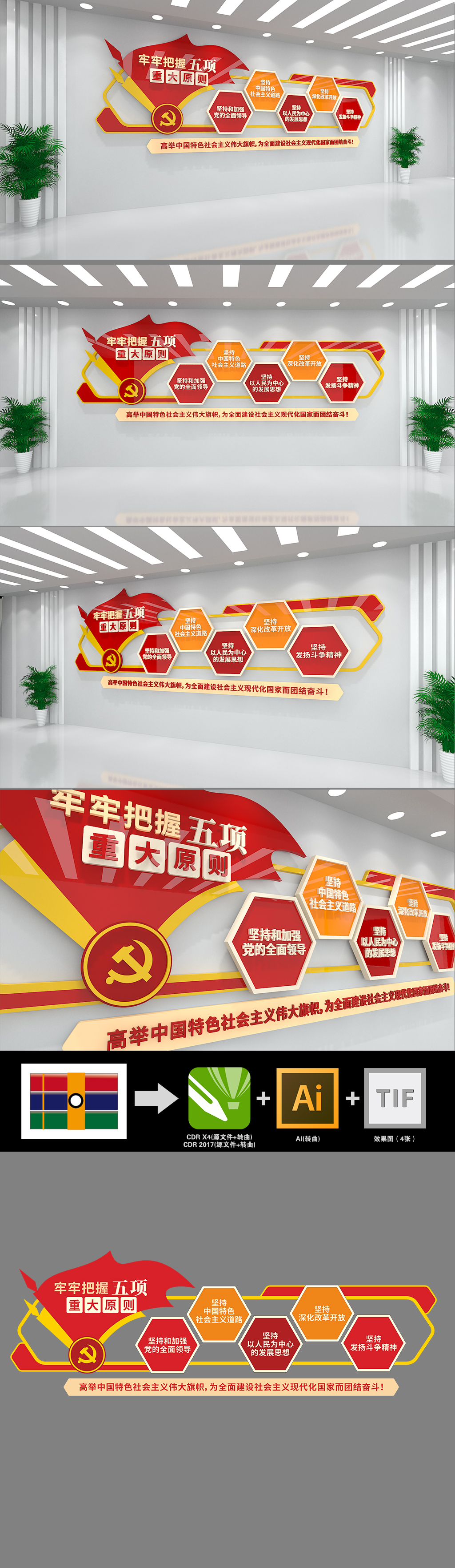 学习贯彻党的二十大报告五项重大原则文化墙