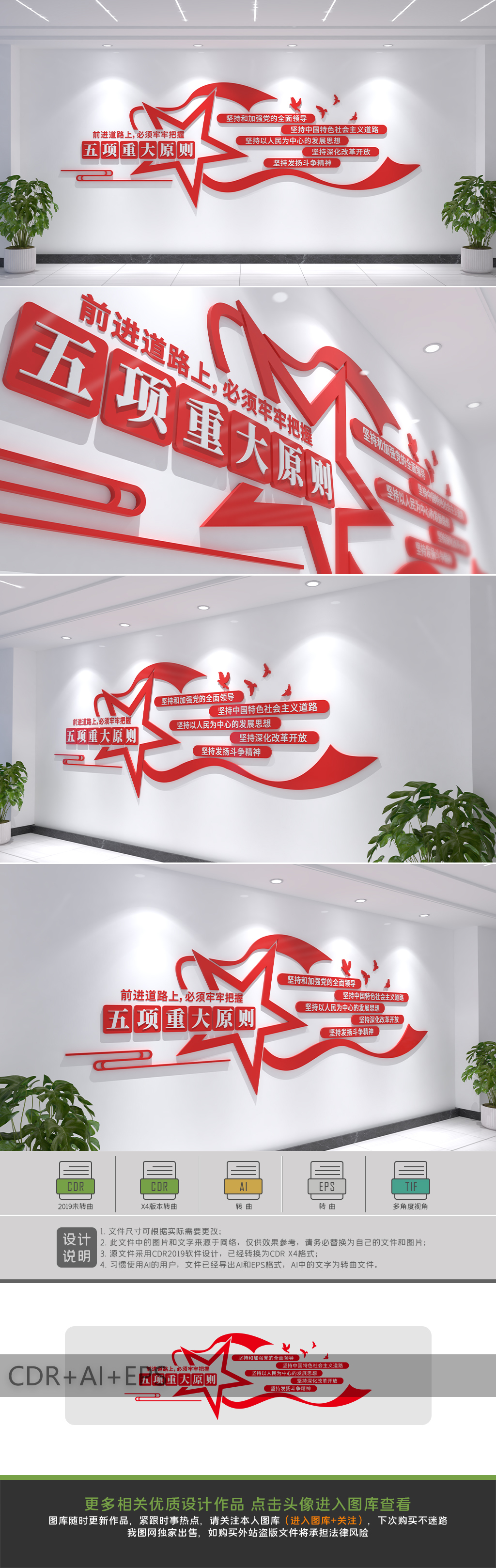 五项重大原则党建文化墙党的二十大精神文化
