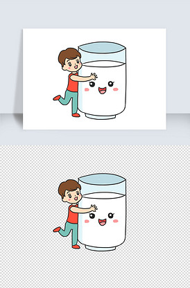 餐饮清新卡通牛奶包装卡通手版权可商用