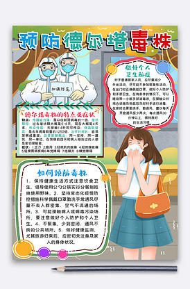 预防德尔塔毒株手抄报小报模板