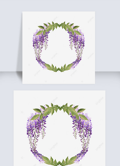 紫藤花水彩花卉边框